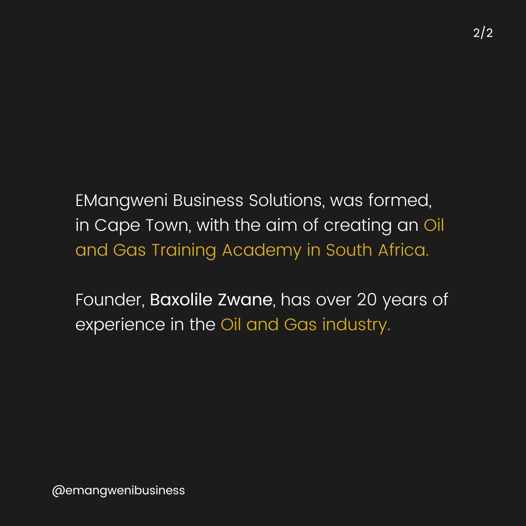EmangweniS's tweet photo. Welcome to eMangweni Business Solutions! Allow us to introduce ourselves. Stay tuned for more updates - coming soon. #emangweni #oilandgasZA #oil #gas
https://t.co/acRVpwaFol https://t.co/ZjdHS418Xi