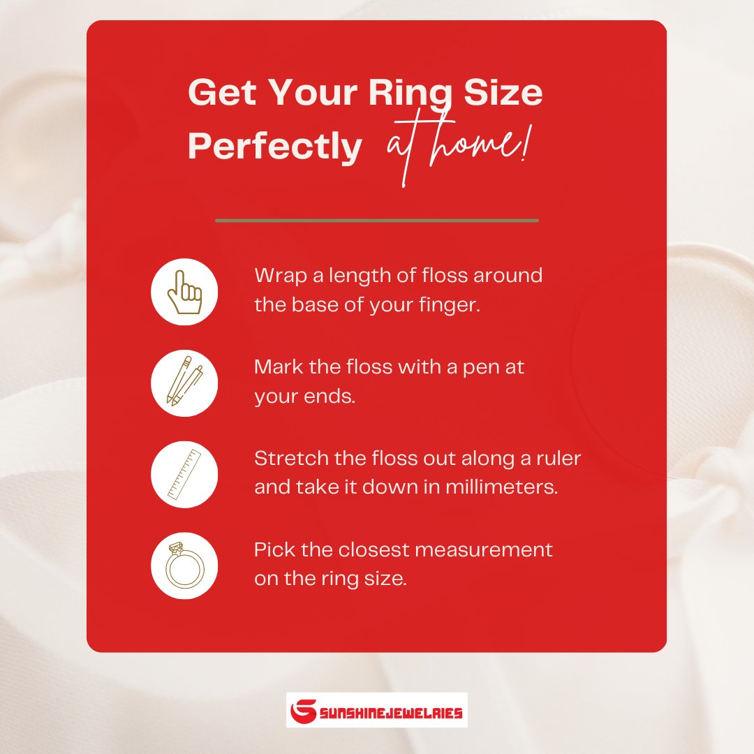 Few tips on how to get a perfect ring size at home.

#SunshineJewelries #ringsize #ringfinger #bibnecklace #beautifulnecklace #jewelry #jewelryshopping #women #beauty #onlinejewelry #earrings #bracelets