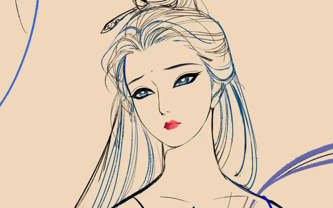蹙眉,好难画 