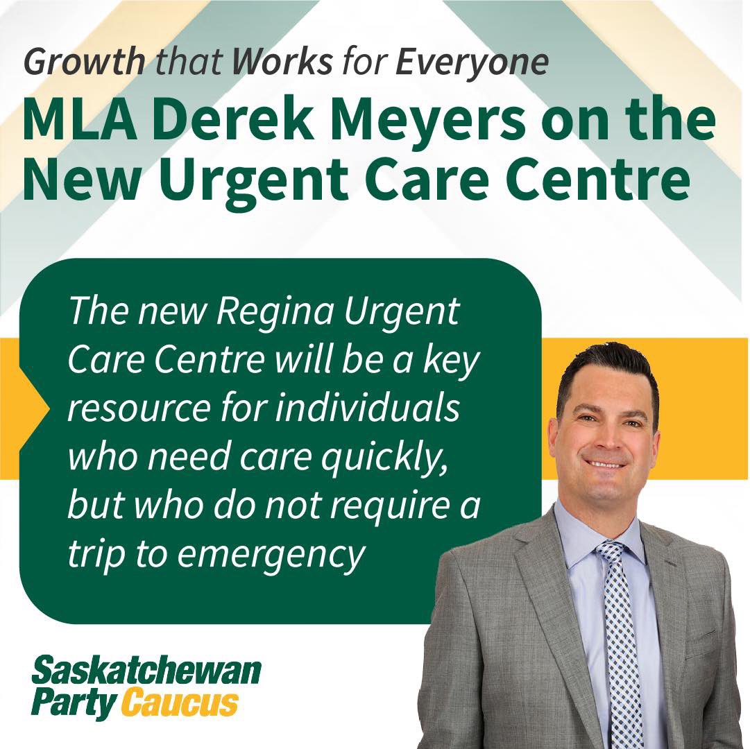 Expected to be completed in late 2023, the new Regina Urgent Care Centre will provide
residents a key resource for those who need care quickly, but do not require a trip to the
emergency room.
That's growth that works for everyone.
#skpoli
