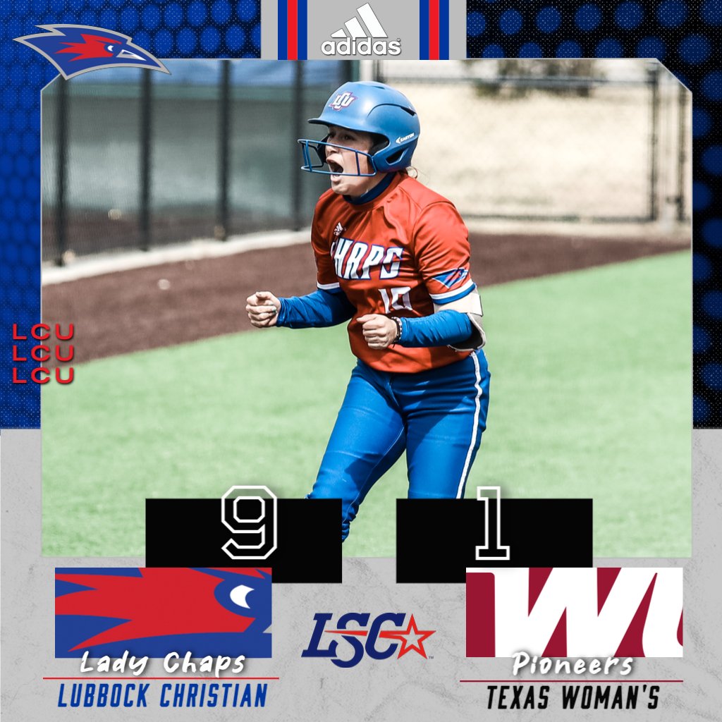 🥎 SB | Game 1 - Final in 5 inn.

Texas Woman's 1
9️⃣ <a href="/LCUSoftball/">LCU Softball</a> 9

🔵 - Lady Chaps win a fifth straight game and improve to 15-4 overall and 5-3 in the LSC

#D2SB
#LSCsb