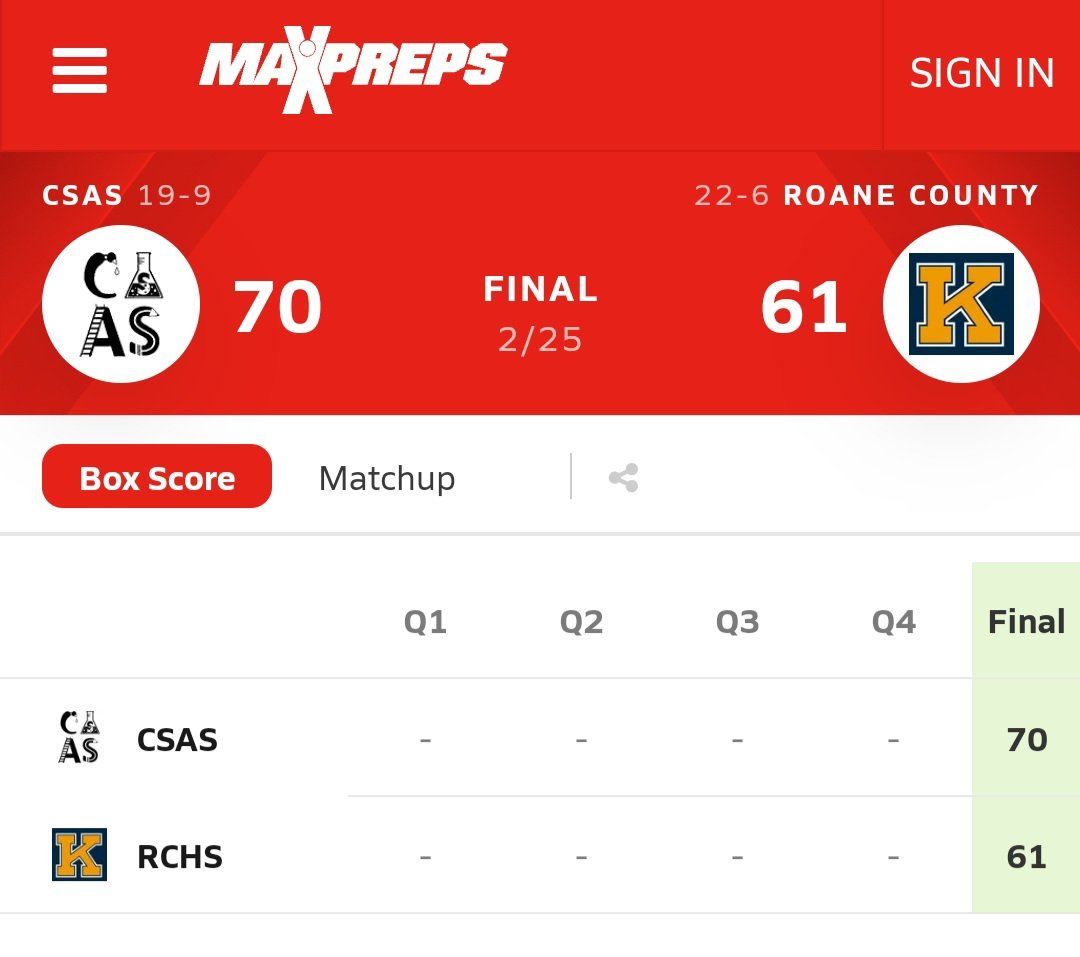 Justin Brown 1️⃣7️⃣ points, led CSAS to a convincing win on the road over the Kingston Yellow Jackets to advance to Region Semifinals. 💯
CSAS - 7️⃣0️⃣
Kingston - 6️⃣1️⃣