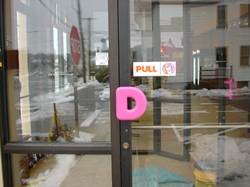 Dunkin’ Donuts think they’re slick….

Trying to make me GRAB THE D…

Nope, I’ll wait right here until someone opens the door, then I’m walking right in.