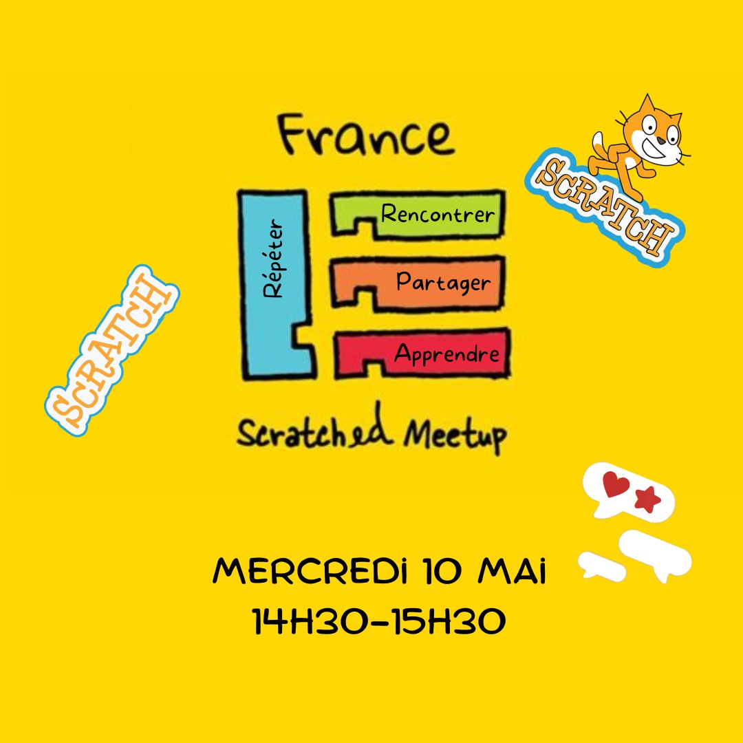 HalougiL's tweet image. 📢 🗓 💻 Mercredi 10 mai
#ScratchEdMeetup de la #ScratchWeek: un échange sur les pratiques en éducation à la programmation. 
Pour les enseignants du 1er et du 2nd degré. bit.ly/3Y2ieBZ

 #maths #techno #teamPE 
@eduscol_maths @eduscol_techno @eduscol_prim  @CodeWeekEU