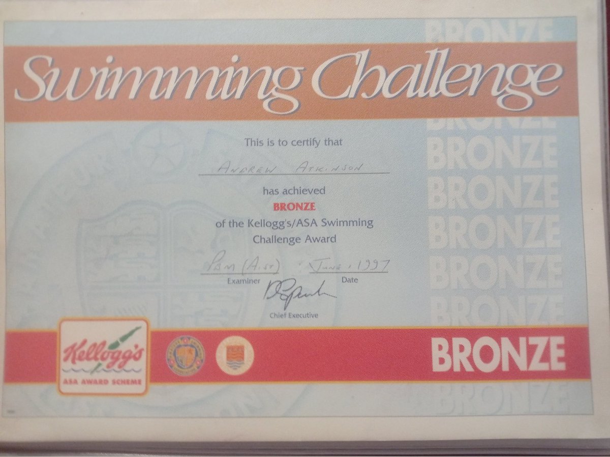 andyatkinson_'s tweet image. Many of you wonder why my full title is Mr Andrew Atkinson BSC, well here is the proof that I was awarded my Bronze Swimming Certificate back in 1997.... Haters gonna hate