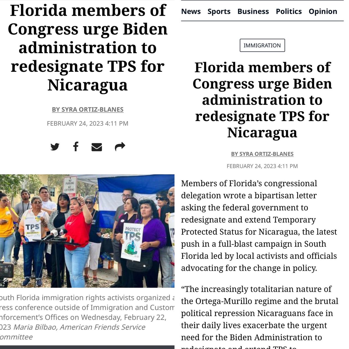 AFSCFL's tweet photo. Aquí en la Florida, este fin de semana continuamos organizando la comunidad Nicaragüense. 

Esta semana varios miembros del Congreso instaron a la administración de Biden a redesignar el Estatus de Protección Temporal para #Nicaragua 🇳🇮 
Es tiempo de un nuevo #TPS para ellos! https://t.co/Lc2SEckaqU
