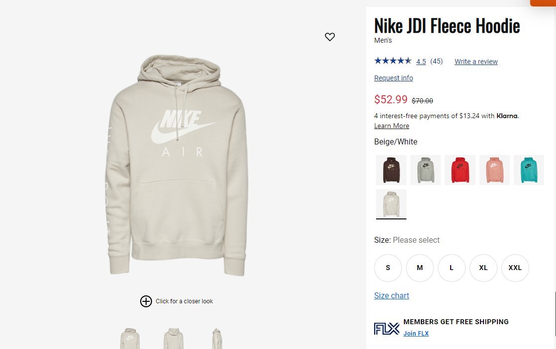 nike jdi fleece hoodie