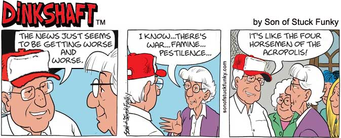 SonofStuckFunky's tweet photo. Put a red trucker hat on Harry Dinkle, add a few blackheads to his nose, and presto! It's Dinkshaft! Dialogue from the 11/14/22 Crankshaft comic strip. #funkywinkerbean #comicstrips https://t.co/8K5R8Bz9P4