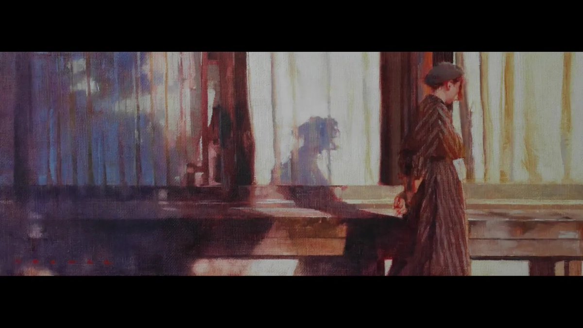 「最近描いた横長の作品たち。展示風景も添えて。シネマスコープのようで気に入っており」|岩本和保のイラスト