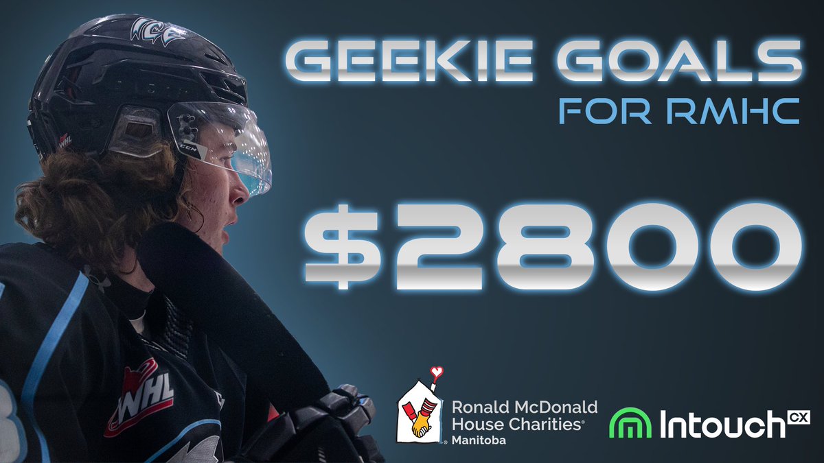 WHLWpgICE's tweet photo. With Conor Geekie's 3 Goals Tonight,  $300 has been added to the Geekie Goals Fund! 

@intouch__CX | @RMHManitoba https://t.co/FHBfSZEAcj