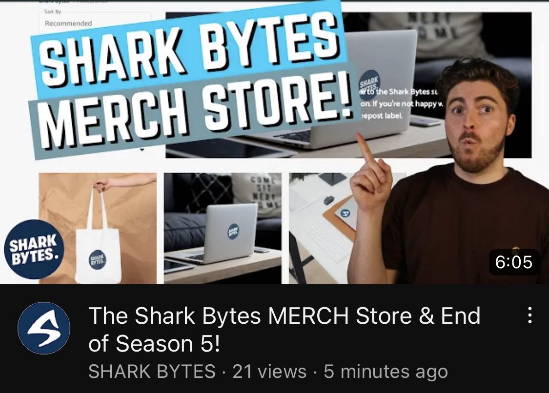 KjParton's tweet photo. Come and join us for the #SharkBytes season 5 Finale! The Shark Bytes MERCH Store is finally here 🦈🦈 Time to grab yourself some sustainable garms! https://t.co/RCnQ3WFyCD https://t.co/6Im7PZtuio