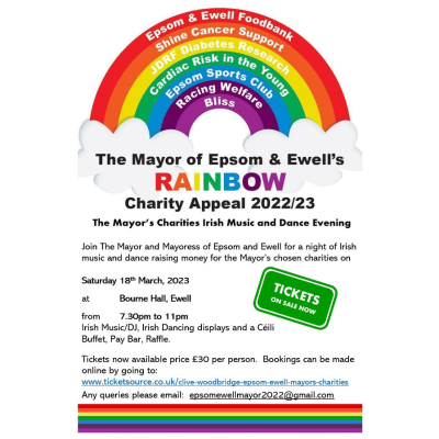 Join the Mayor of Epsom &amp; Ewell for a night of all things Irish.  Celebrate St. Patrick's Day.

Tickets on sale NOW.  Don't miss it.

ticketsource.co.uk/clive-woodbrid…