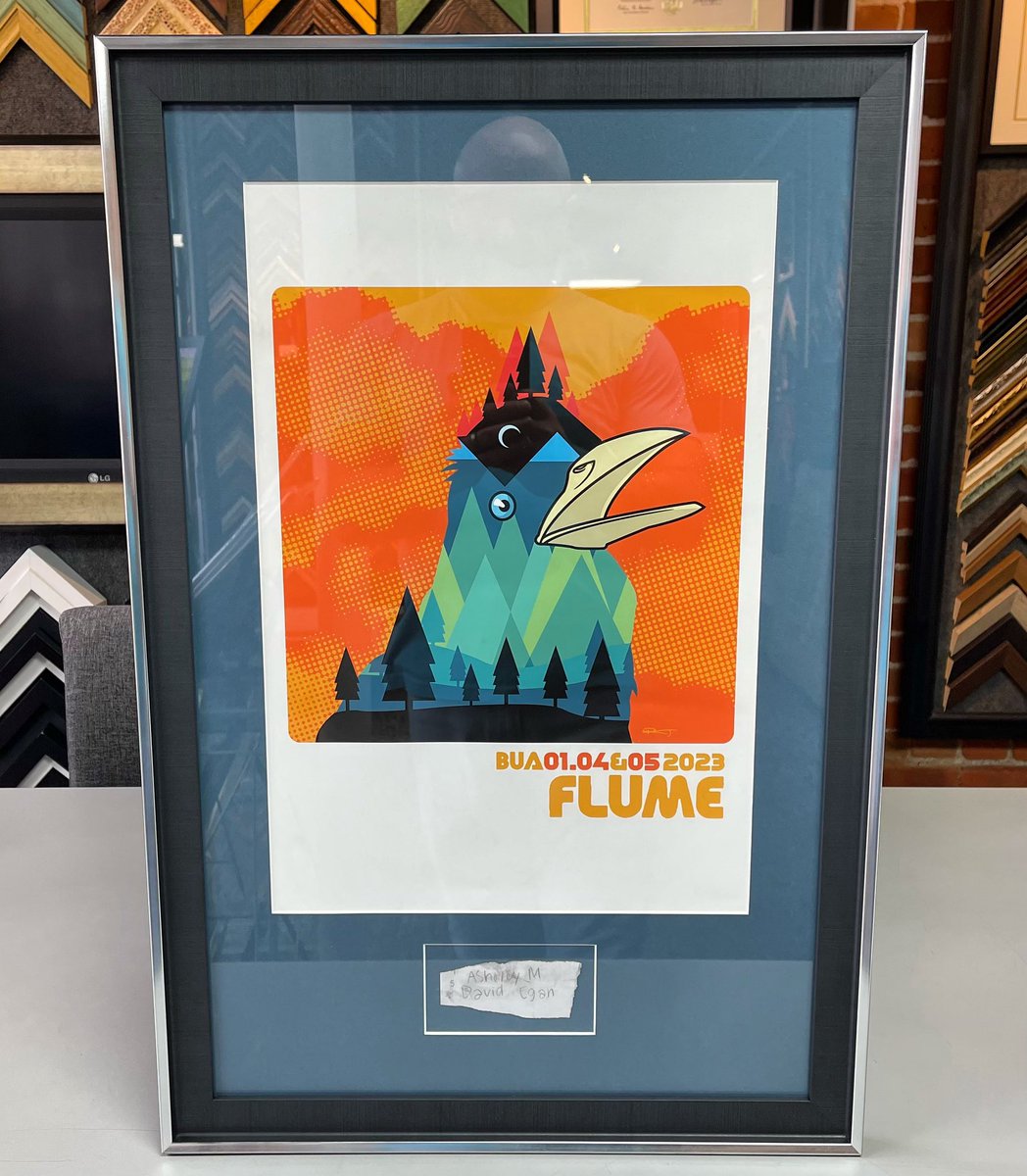 5280customframe's tweet photo. Custom framed @flumemusic “Belly Up Aspen” print by Scrojo using acid-free matting , UV glass and frame by @BellaMoulding! #art #denver #colorado #pictureframing #customframing #5280customframing #scrojo #flume #bellyupaspen @truvueglazing @Crescent_CP https://t.co/WNMlUTGY4m