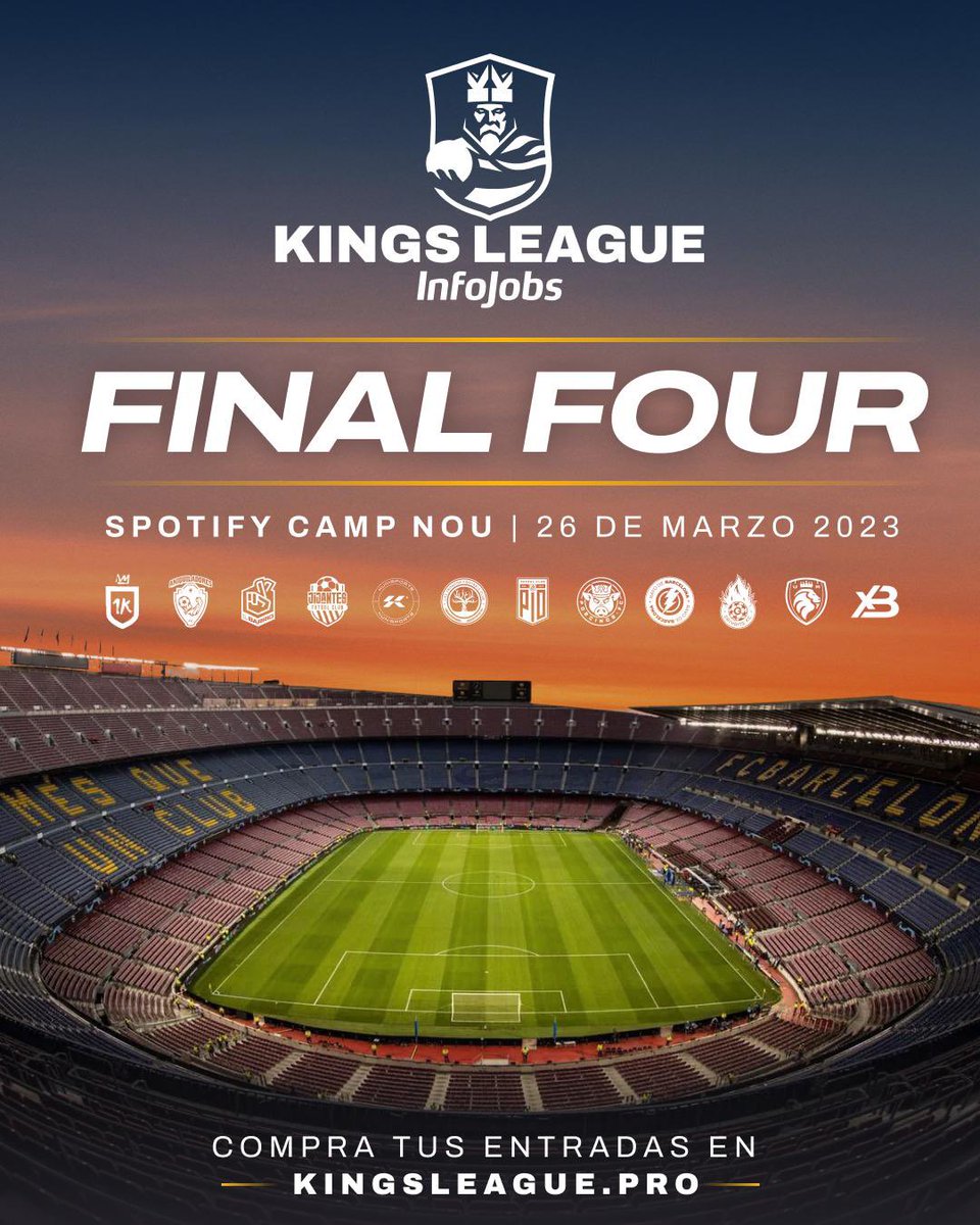 🗣️I will be in the final of <a href="/KingsLeague/">Kings League Spain</a> the Camp Nou. ⚽️🏟️🥅