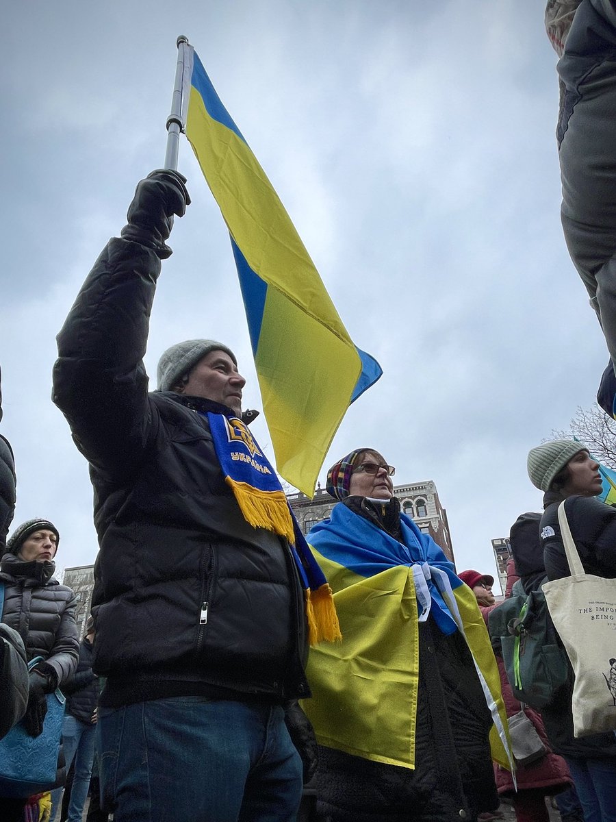 emilymspatz's tweet photo. Photos from today's @uccnorg Stand for Ukraine rally in Copley Square #boston https://t.co/alyGs5jSFu
