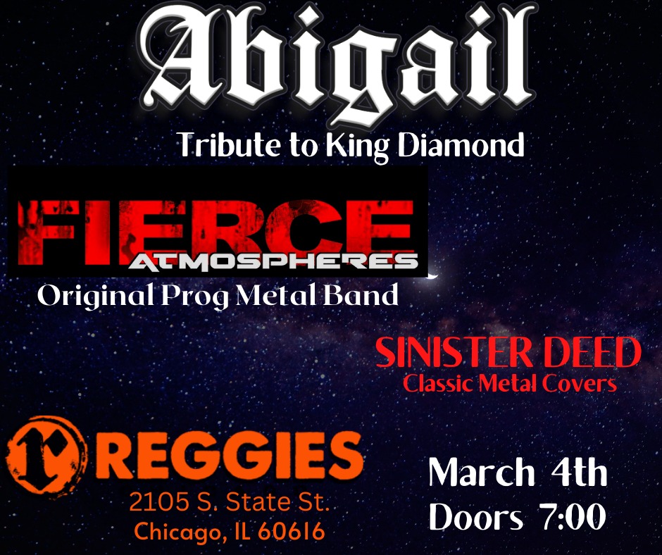 TOMORROW: Abigail  is in the Joint with FIERCE ATMOSPHERES and Sinister Deed!

reggieslive.com/show/abigail-k…
