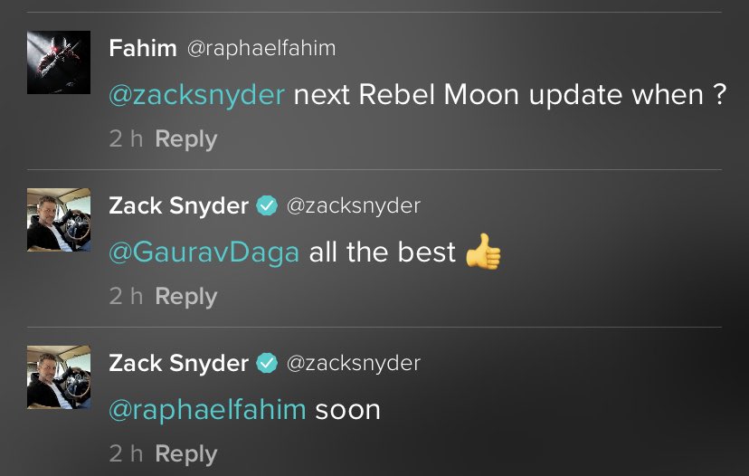 RebelMoonhq's tweet image. Zack Snyder says a new Rebel Moon update is coming soon.

(@ZackSnyder | Vero)