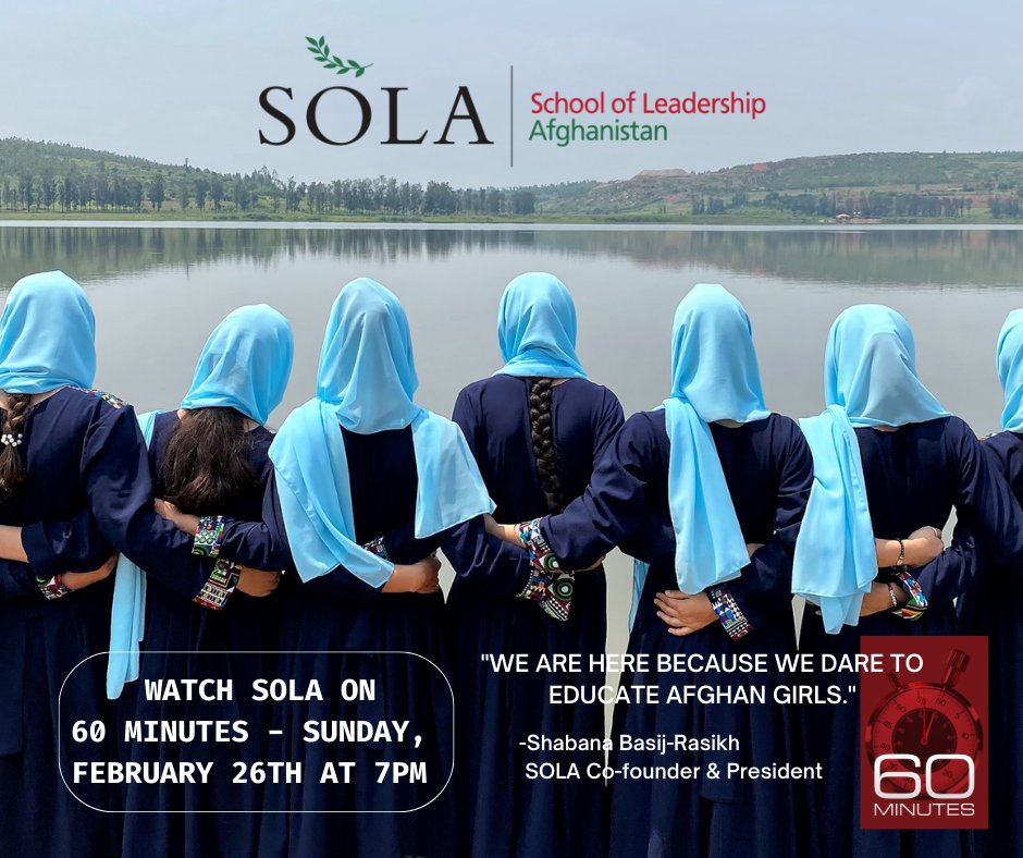TONIGHT: SOLA on <a href="/60Minutes/">60 Minutes</a> on <a href="/CBS/">CBS</a>. Tune in at 7pm. Hear the voices of #Afghan girls. #Afghanistan #AfghanWomen