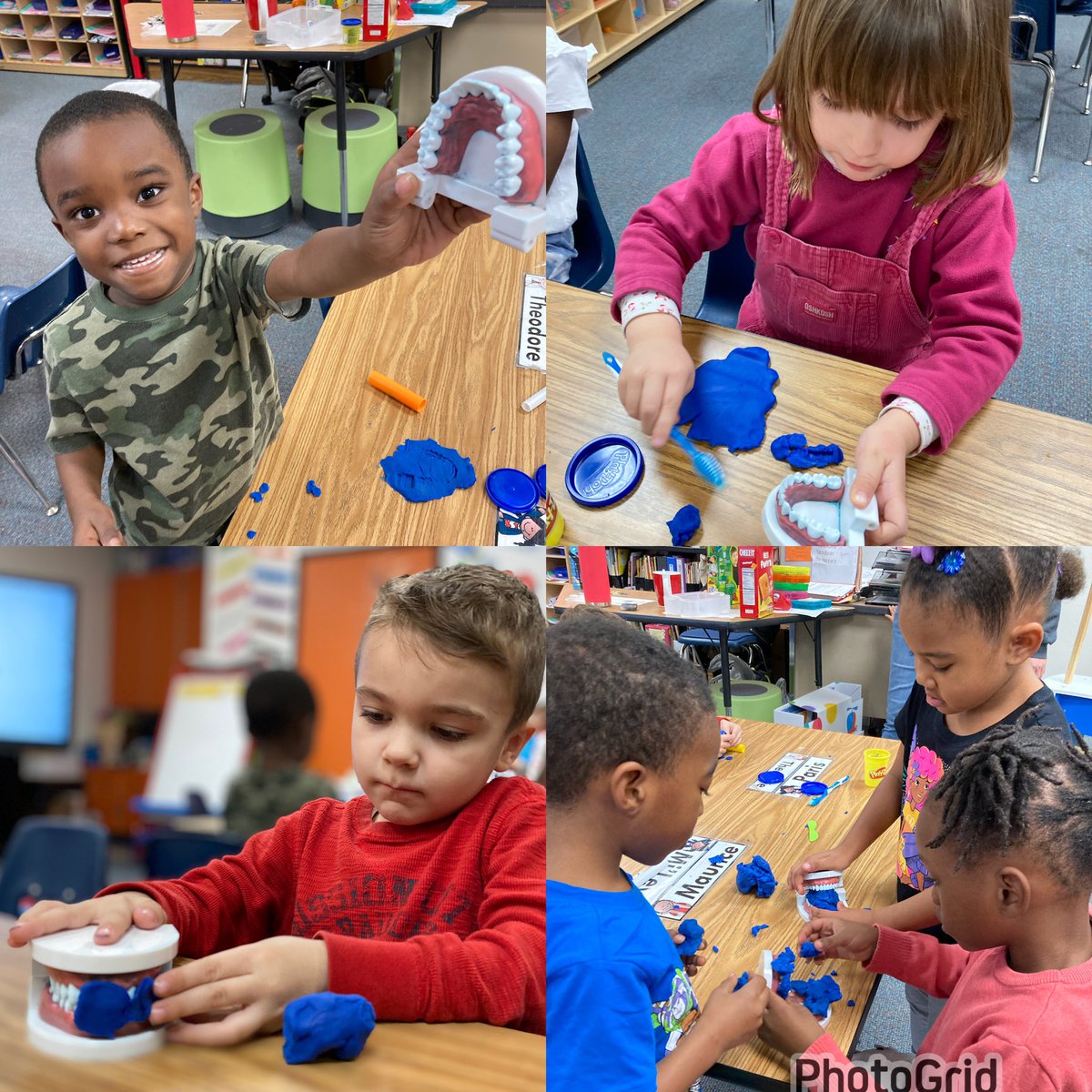 WikMrs's tweet photo. Inspired after our dentist visit! Playing with some false teeth in play-doh center🦷🪥 Getting impressions and brushing them clean 🧼  
@FurneauxBraves https://t.co/u70oh06FAA