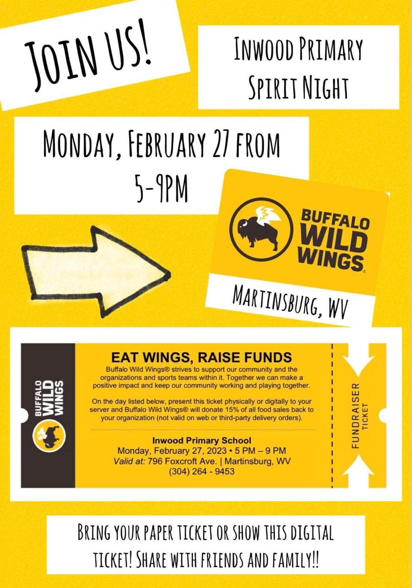 Inwood Primary School is doing a spirit night tomorrow night (February 27) from 5:00-9:00.
Come get some wings, and show them this flyer.