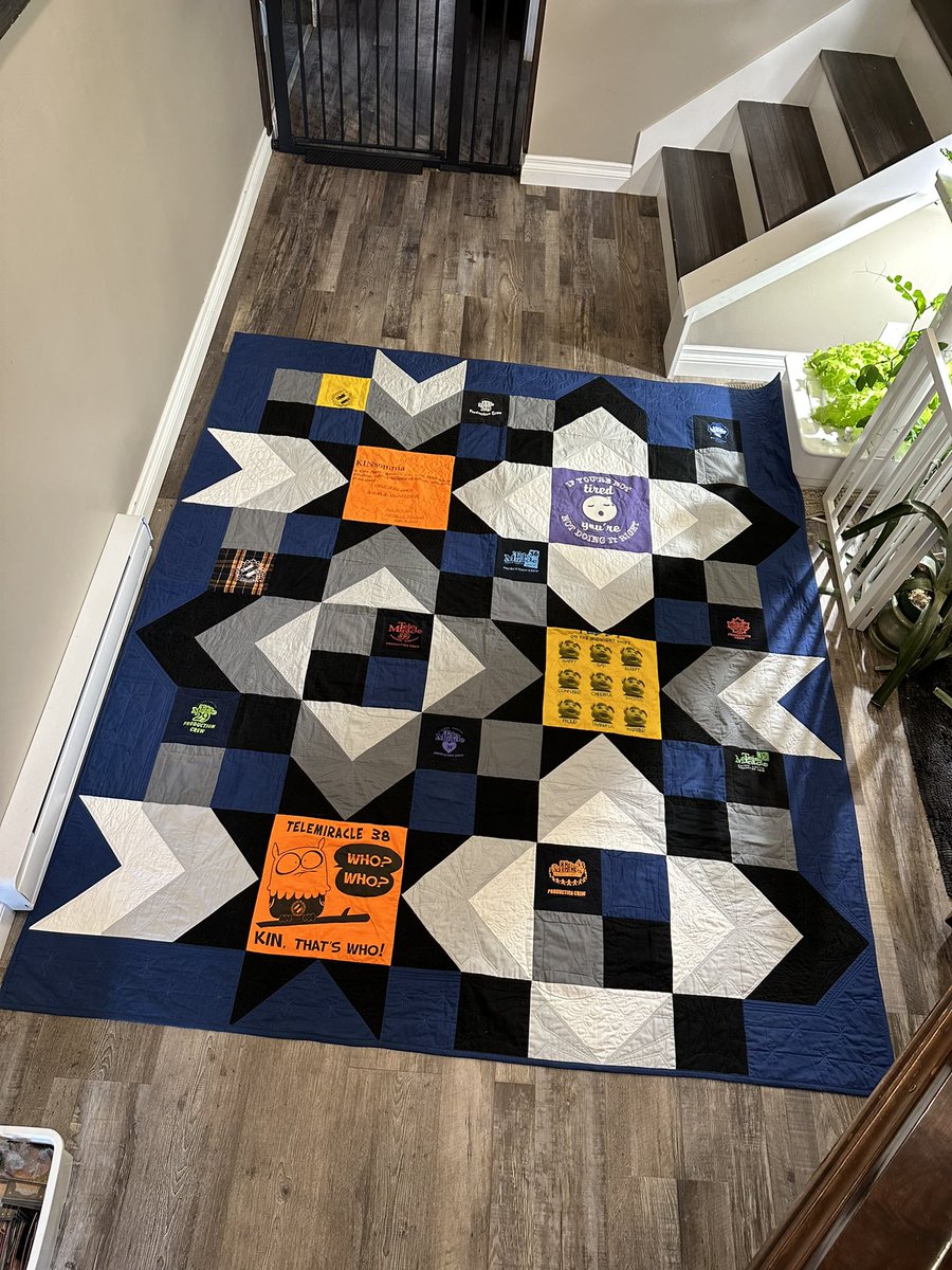 jaymes's tweet image. Well I am totally rocking out watching #TeleMiracle47  with my 93 year old father..  I been a long time production volunteer.  Over 25 years.  Missing all my extended Telemiracle family but staying warm under my memory quilt.  #TM47