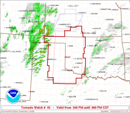wxusa's tweet photo. Update 3:41 pm CST: A tornado watch has been issued for portions of far southwest Kansas, western Oklahoma, northwestern Texas and eastern panhandle until 9pm CST. Please be weather aware! #txwx #okwx #kswx https://t.co/dS0Z41fgtv