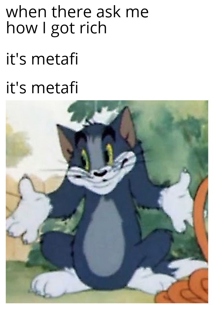 AchuBasil21's tweet photo. Invest in metafi today and get rich soon
#MetaFiorg
#Metaverse
#Crypto https://t.co/16Qua9zCb2