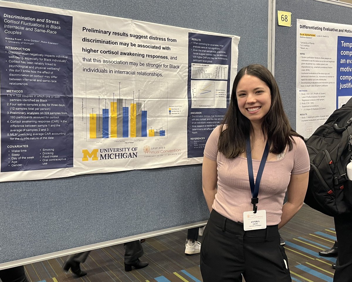 And last but not least, @AnnikaFrom presenting her research on discrimination and the cortisol awakening response in Black interracial and same-race couples! #SPSP2023