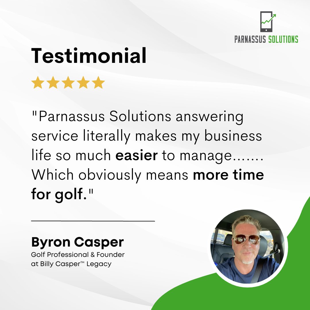 GoParnassus's tweet photo. See what 𝗕𝘆𝗿𝗼𝗻 𝗖𝗮𝘀𝗽𝗲𝗿 has to say about us! ⭐⛳️❤️

Find out more at 👉 https://t.co/nMabECGzQX or call us at 📞 888-253-7642

#ParnassusSolutions #LiveCallAnsweringService #testimonials #reviews #USbasedreceptionist #customersupport #customerservices #SaltLakeCity https://t.co/6g45FKk68D