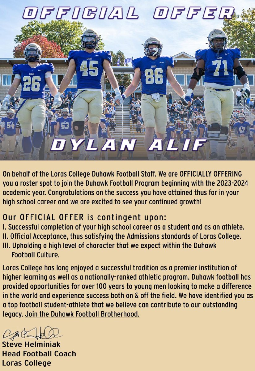 dylan_alif's tweet photo. Blessed to receive an offer from Loras College ❗️@Coach_OBJ @CoachJPWR @GhsEaglesSports https://t.co/cwOdpwJ0hT