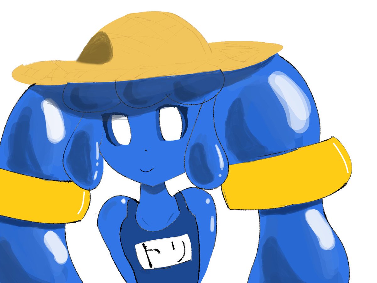 ToliToons's tweet photo. For Toli, using different forms is kind of like wearing clothes. But what if you wore clothes on top of your clothes?

"Wah! I'm in a swimsuit~ again! I'm like a big water balloon! Plus, this hat is pretty niftyyyyy~ It's even got my name on it :3" https://t.co/F7b9q7TaU2