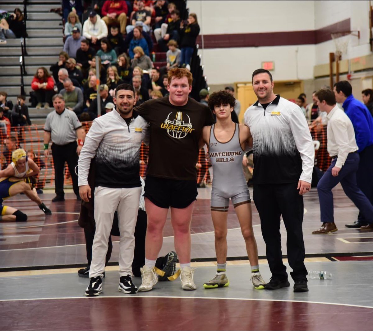 RichSeubert69's tweet photo. These 2 pictures says it all, former @WHillsWrestling wrestlers now coaching young men where they went to school.  Special stuff representing your town and school.  #homegrown  @CoachHuff1 @MikeMagaldo @BigRizz72 https://t.co/ohGfgFRj9c