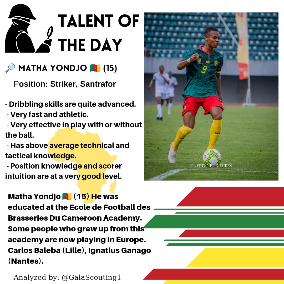 YouthScout1ng's tweet photo. 🔎 TALENT OF THE DAY
🕵🏻♂️ Matha Yondjo 🇨🇲 (15) Scout Report
#scouting #Transfers #UNIFAC #Cameroun
✍️ @GalaScouting1
https://t.co/15SI15Q3Us https://t.co/1Vl6aqeXCV