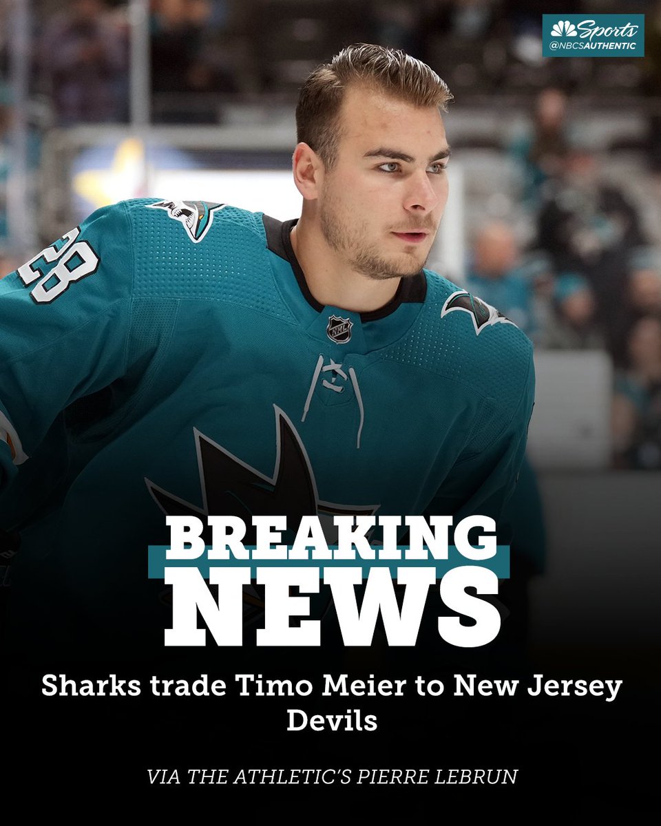 NBCSSharks's tweet photo. The Timo Meier trade saga reportedly has come to an end 

Read more: https://t.co/5RtlSFo7i7 https://t.co/bgrFSilYM3