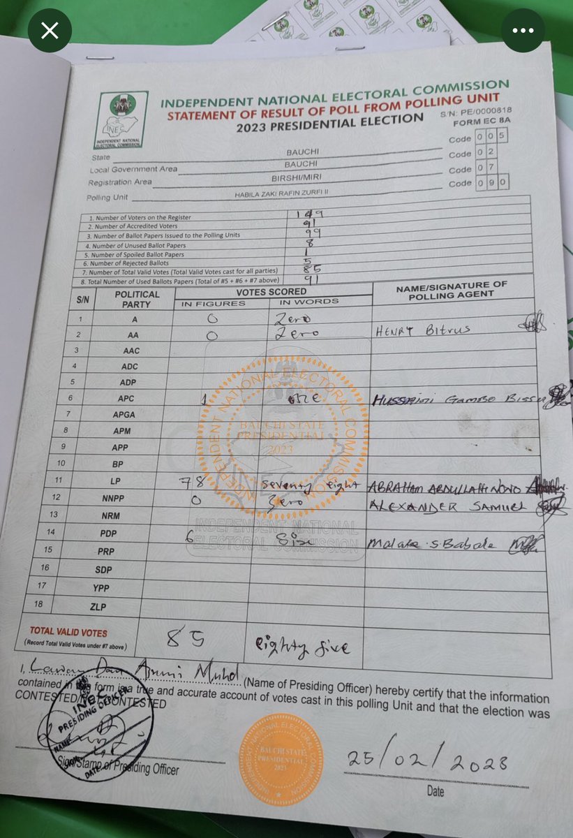 sirvicbrown's tweet photo. Labour Party scored 722 votes in 4 polling units in Bauch LGA, yet INEC is telling us that Labour Party scored 185 votes in the entire 894 Polling Units in Bauch LGA, this is evil in display 😠

@inecnigeria

Please Retweet https://t.co/JcFDusyaXE