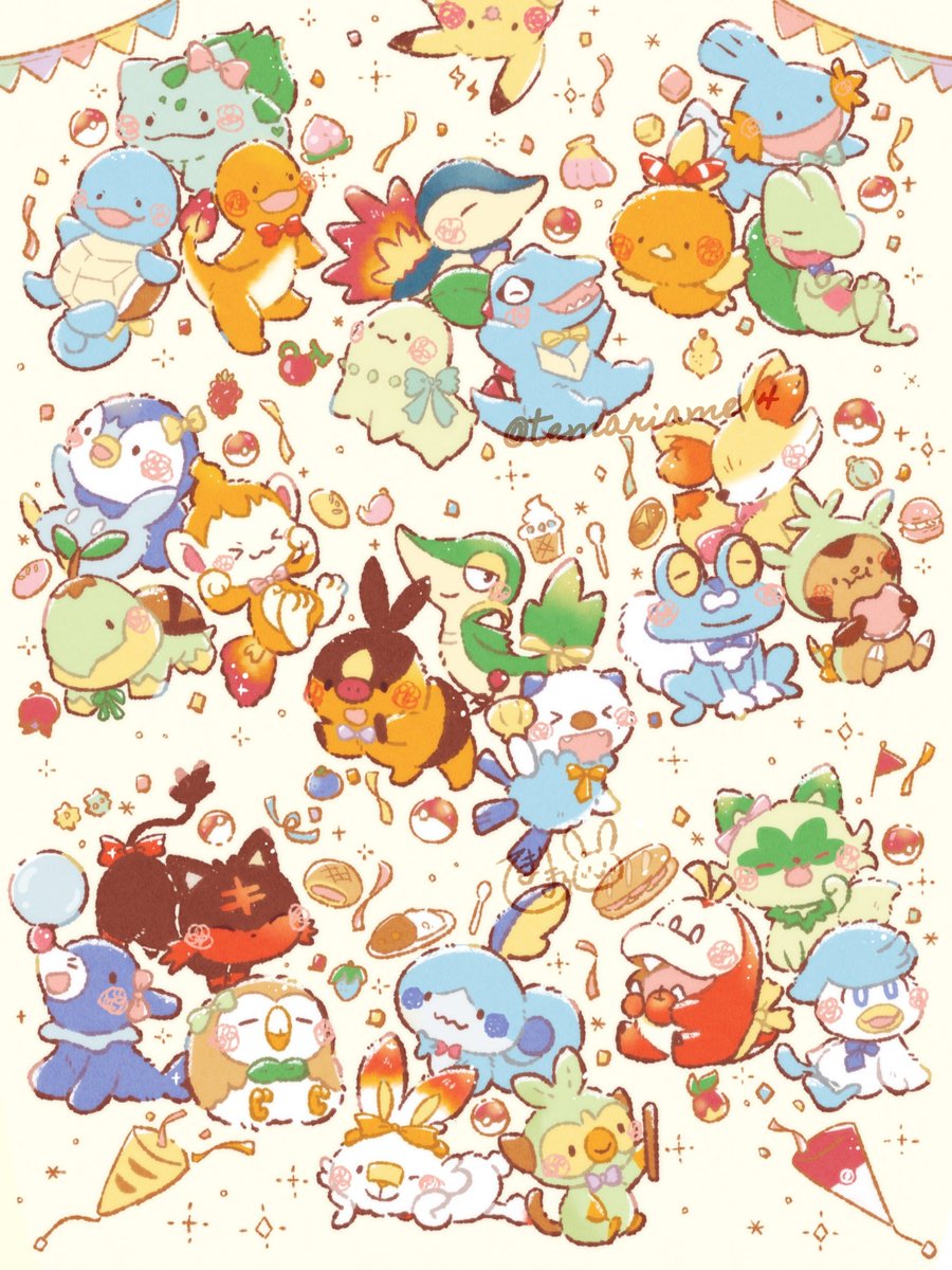 ポケモン「ポケモン27周年おめでとうこれからも大好きです#PokemonDay 」|てまりまろのイラスト