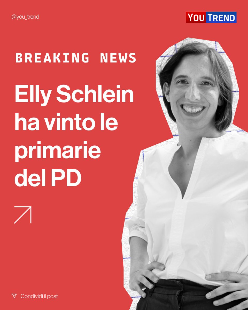 you_trend's tweet photo. 🔴 BREAKING
@ellyesse ha vinto le #PrimariePd https://t.co/4lPOdy4MJa