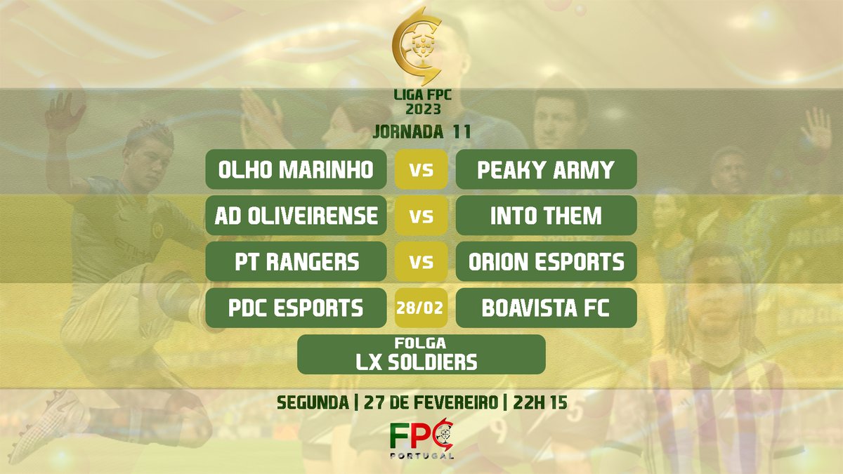 FPCPortugal's tweet photo. 🏅 LIGA FPC 2023
Voltamos a virar atenções para o campeonato. Into Them procuram 1ª vitória frente à AD Oliveirense enquanto Olho Marinho e Peaky Army defrontam-se com os lugares europeus na mira.
📺 Consulta as streams aqui: https://t.co/56DeaaNp7u
#ProClubs #FIFA23 #LigaFPC https://t.co/DSyAKiFxGd