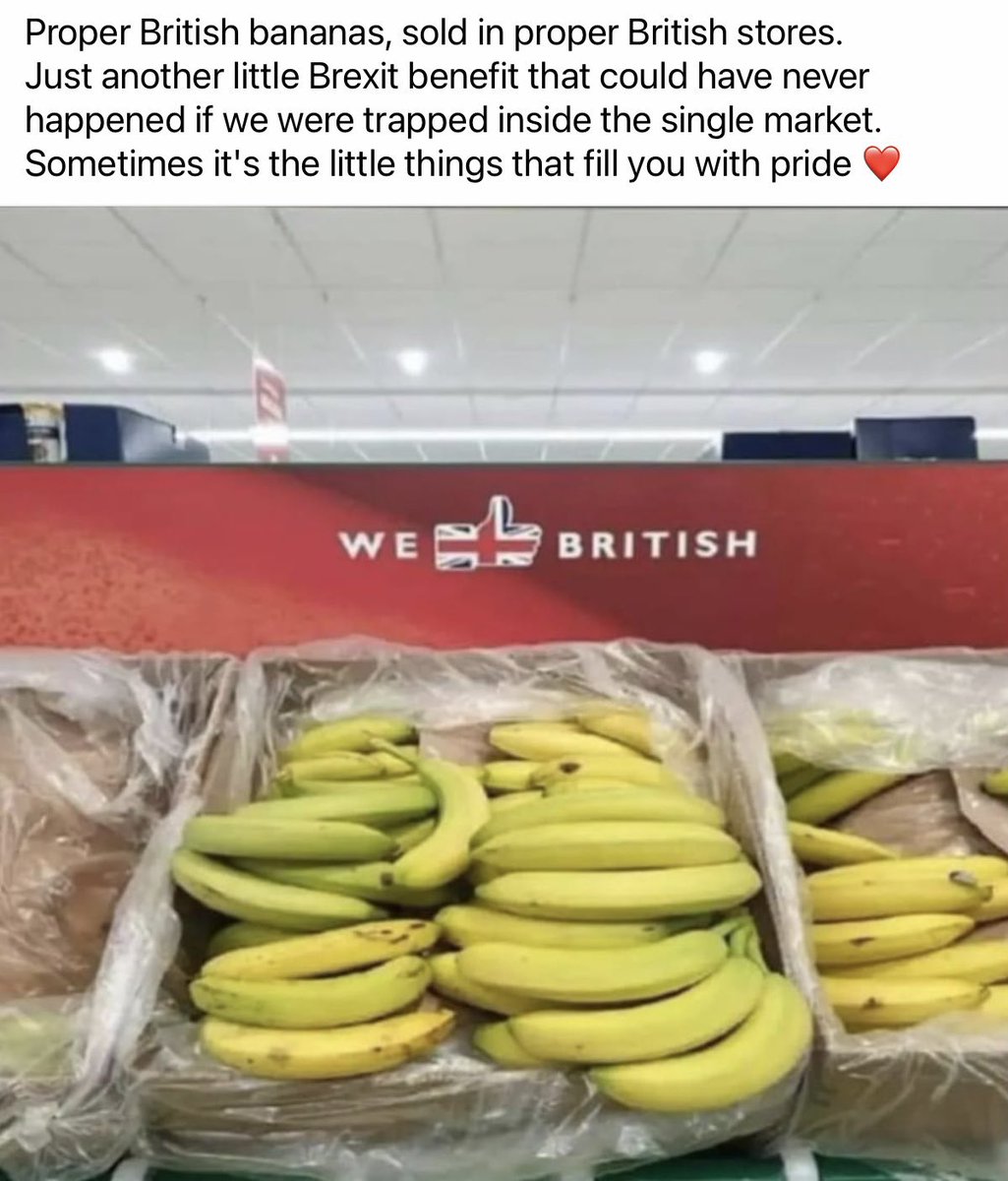 The only Brexit benefit the thick as shit right can come up with……

British bananas…..🤣🤣

Fucking hell 🤦🏻‍♀️

#BrexitBenefits