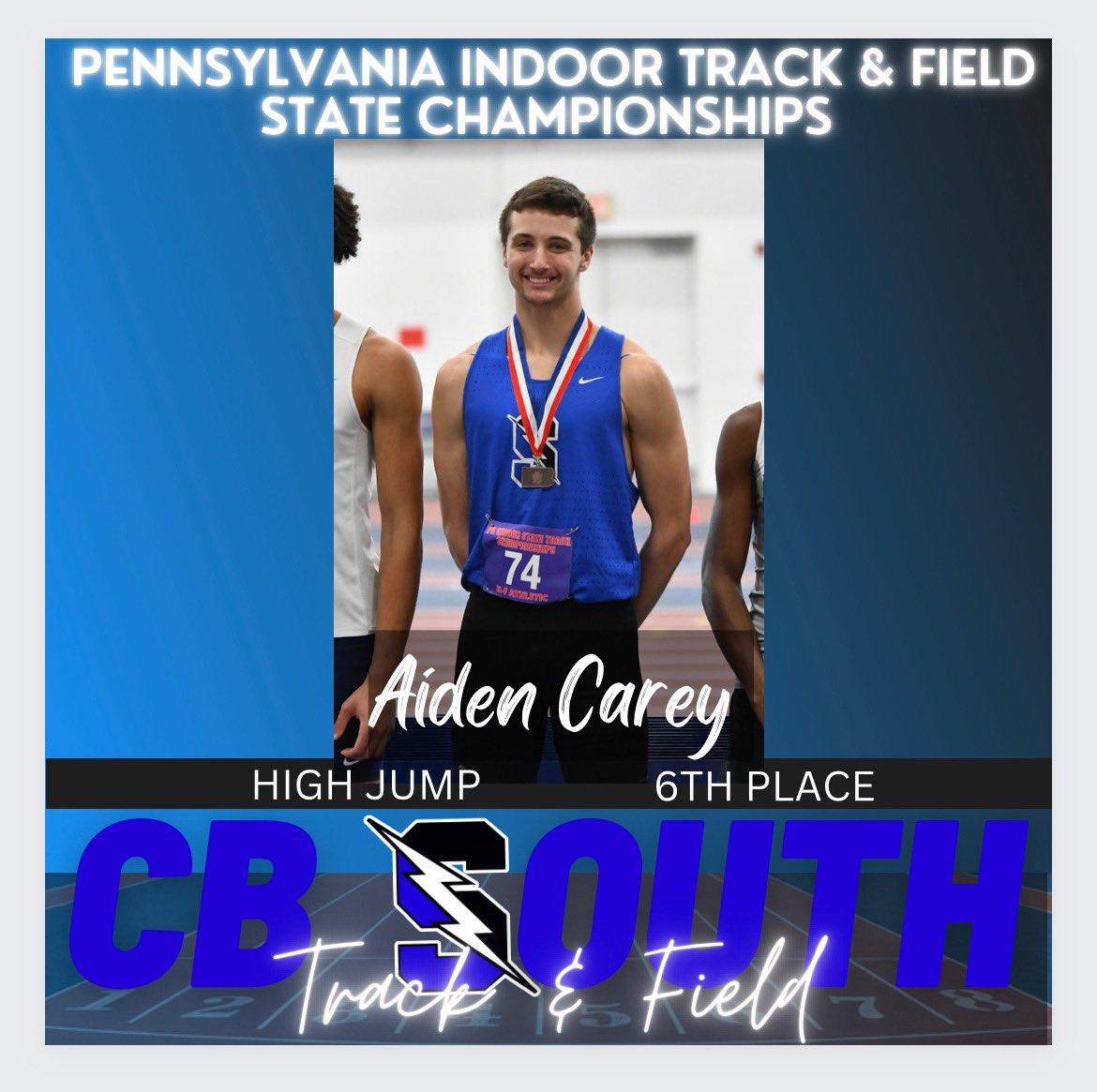 CBSXCTFtitans's tweet photo. CONGRATULATIONS Aiden Carey on your 6th place medal in the High Jump at States! @CBSouthTitans @CBSouthAthletic https://t.co/zXiBtcnvx6