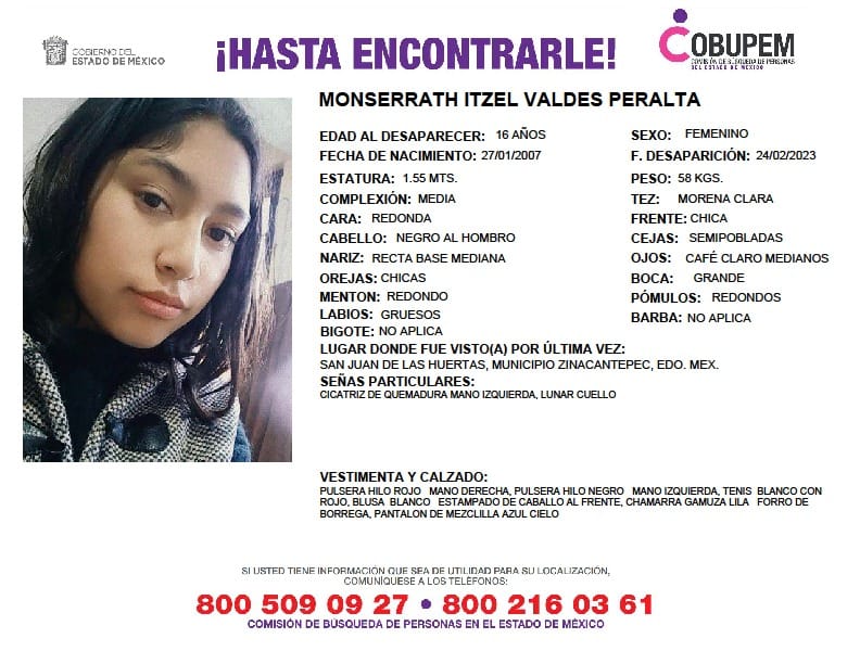 QuePocaMadre_Mx's tweet photo. #DenunciaCiudadana #ServicioSocial  🚨⚠
Por favor, me pueden ayudar a compartir la búsqueda de Monserrath Itzel Valdés Peralta, no sabemos nada de ella desde el 24 de febrero, desapareció en San Juan de las Huertas, #Zinacantepec, #Edomex. Ayúdenme a compartir. https://t.co/QWDLNJSqP2