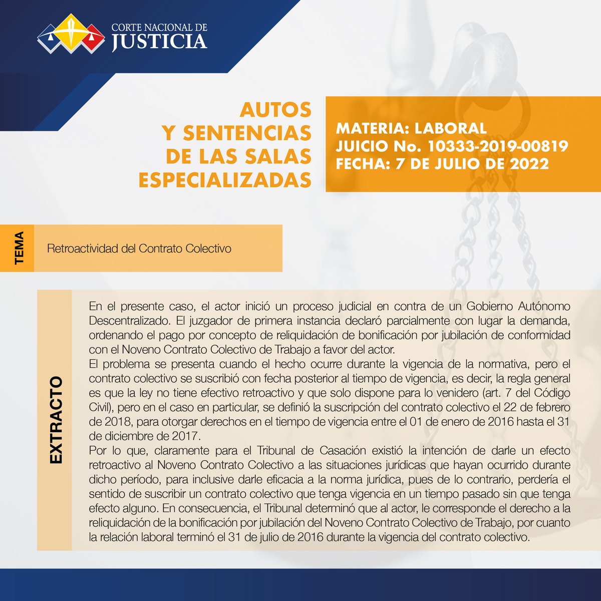 CorteNacional's tweet photo. 📜#SentenciasCNJ | Revisa la sentencia completa de la Sala Especializada de lo Laboral de la @CorteNacional de Justicia, en el siguiente enlace ➡ https://t.co/ukBSJKhVA0 https://t.co/1aqnPo12Le