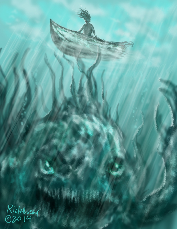 #SeaMonsterSunday beware down there! #horror #digitalpaintings