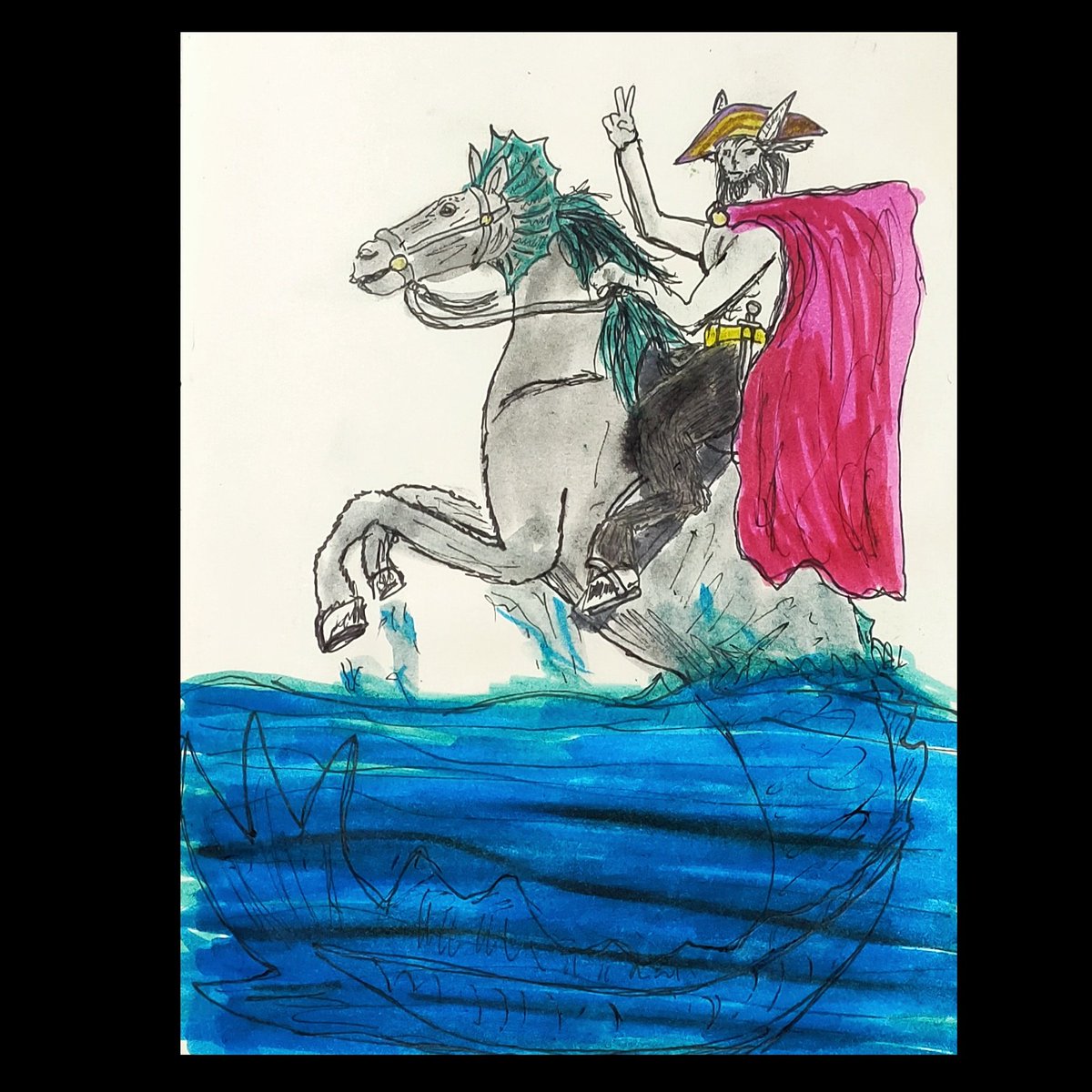 Shikrolao's tweet photo. Napoleon Feliciano the faun riding a hippocampus!!!
Last one.
#felicianothefaun
#creatuanary2023
#art #challenge #artoftheday #creature #monster #mythology #creaturechallenge #creatuanarypromptlist2021 #sketchbook #onedayonecreature #animalanatomy #conceptart #drawingoftheday https://t.co/qzAOYyN3RZ
