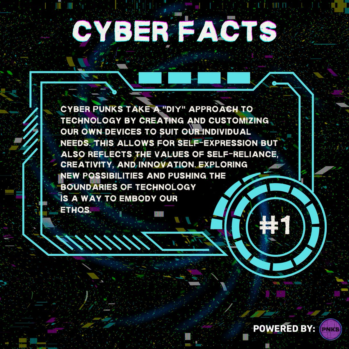 CyberPunksNFT_'s tweet photo. Cyber Facts #1: ✅

"Cyber Punks take a "DIY" approach to technology by creating and customizing our own devices to suit our individual needs."

Full version on the image attached ⤵

Providing you some insight and perspective into the Cyber Punks world! 🦾

#CyberPunksTakeover https://t.co/Do9Vw1bIC1