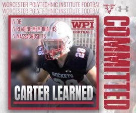 I’m excited to continue my academic and athletic career at WPI! I want to thank <a href="/CoachRobFB/">Chris Robertson</a>, @CoachCaseyWPI  and the rest of the coaching staff for the opportunity. Thank you to everyone, including family, friends and coaches, who supported me along the way.
<a href="/WPIFootball/">WPI Football</a>
