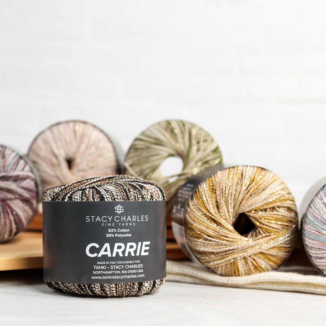New things Spring from Stacy Charles Fine Yarns is Carrie. Carrie is a lightweight and versatile cotton/polyester blend that offers subtle sparkle, excellent drape, and eye-catching color. 
Check out the yarn here: bit.ly/SCFYCarrie #yarn #knitting #crochet #knit