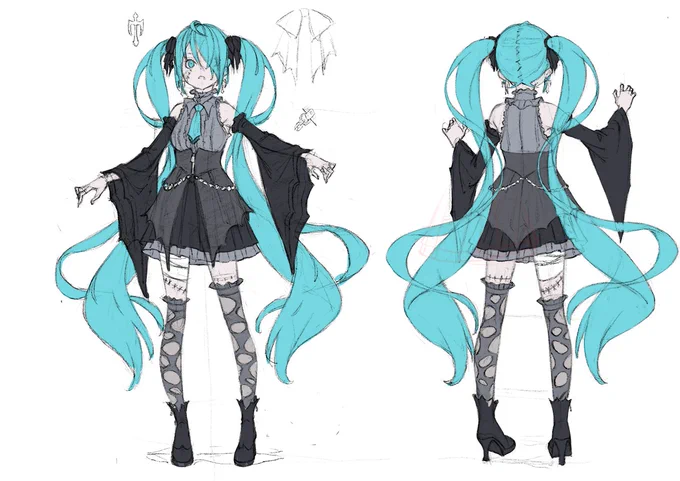 なんかこんな感じのミクさんを描きたいという絵のアイデアから作った珍しい曲でした#初音ミク 
