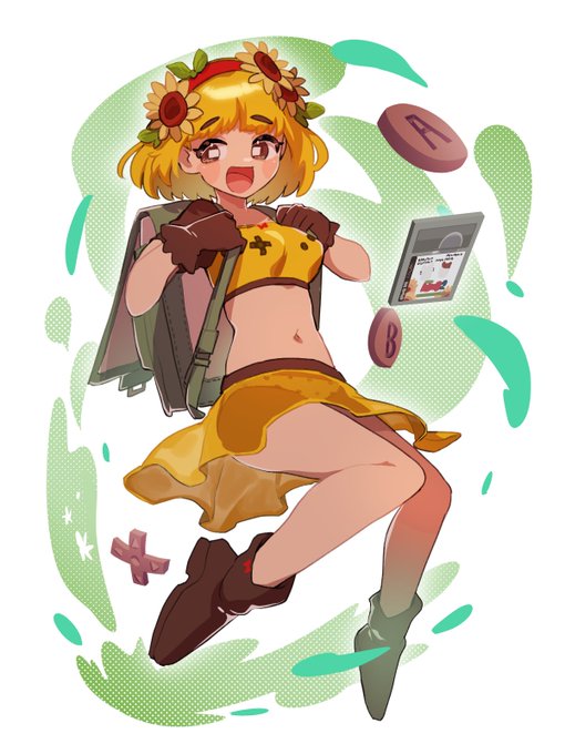 子供の頃の愛機、ゲームボーイカラー(黄色)ちゃん擬人化描いた
〜 一番プレイしたソフトを添えて 〜 