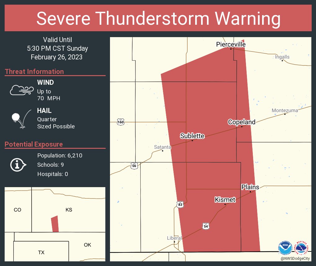 Mike Smith on Twitter "RT NWSDodgeCity Severe Thunderstorm Warning